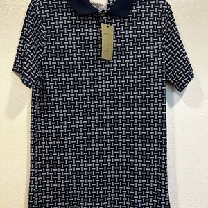 Goodfellow & Co Navy and White Geometric Polo